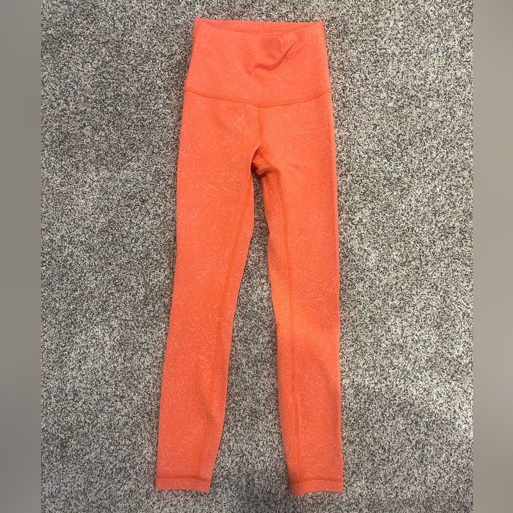 Orange lululemon wunder under / wunder train size 0